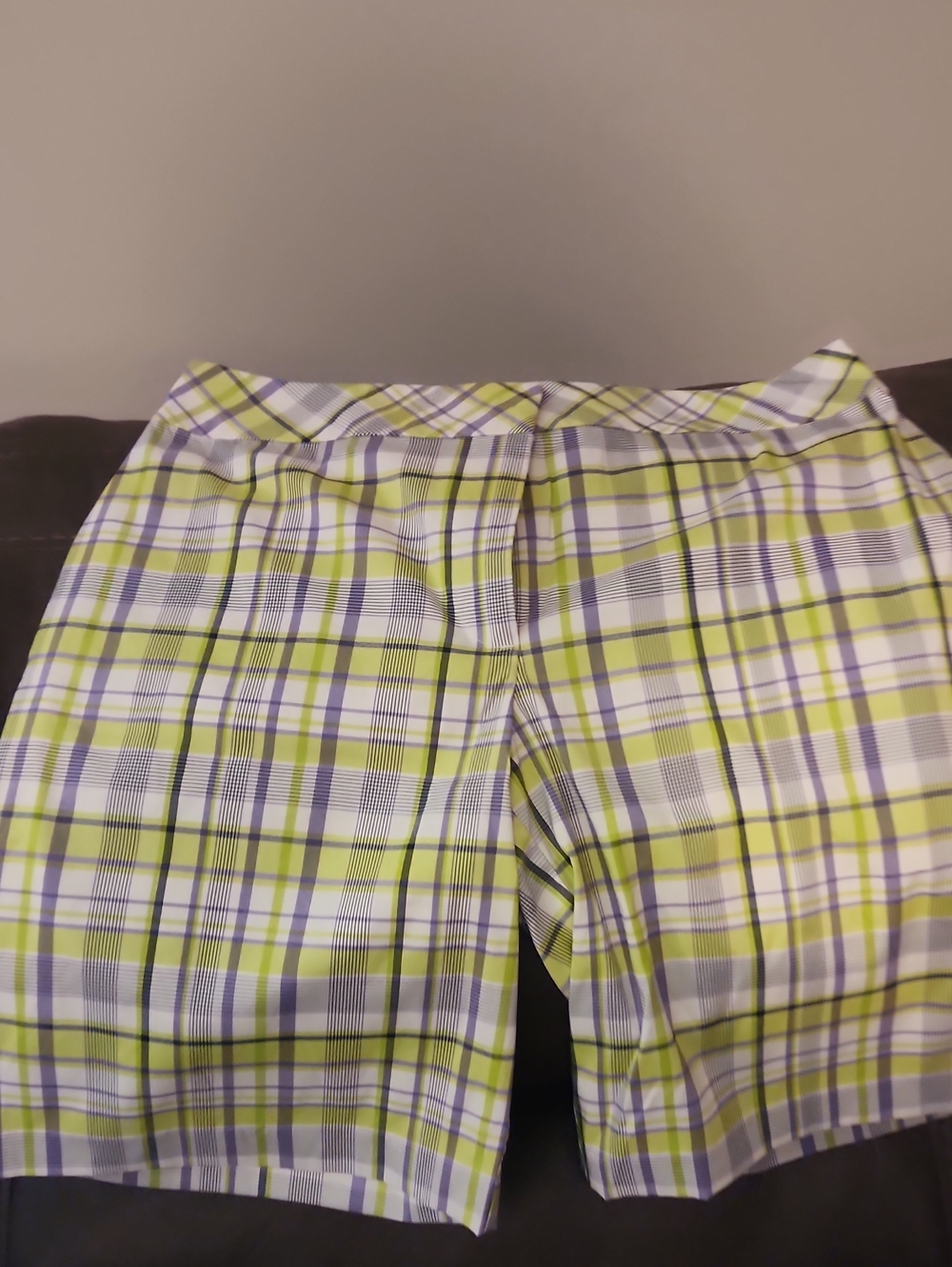 Izod Plaid Golf Skort in Lime Green, Navy and White